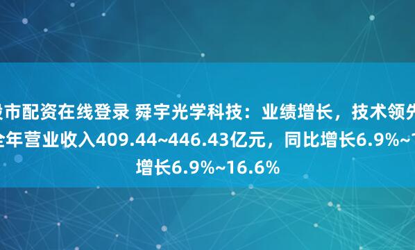 股市配资在线登录 舜宇光学科技：业绩增长，技术领先，预测全年营业收入409.44~446.43亿元，同比增长6.9%~16.6%